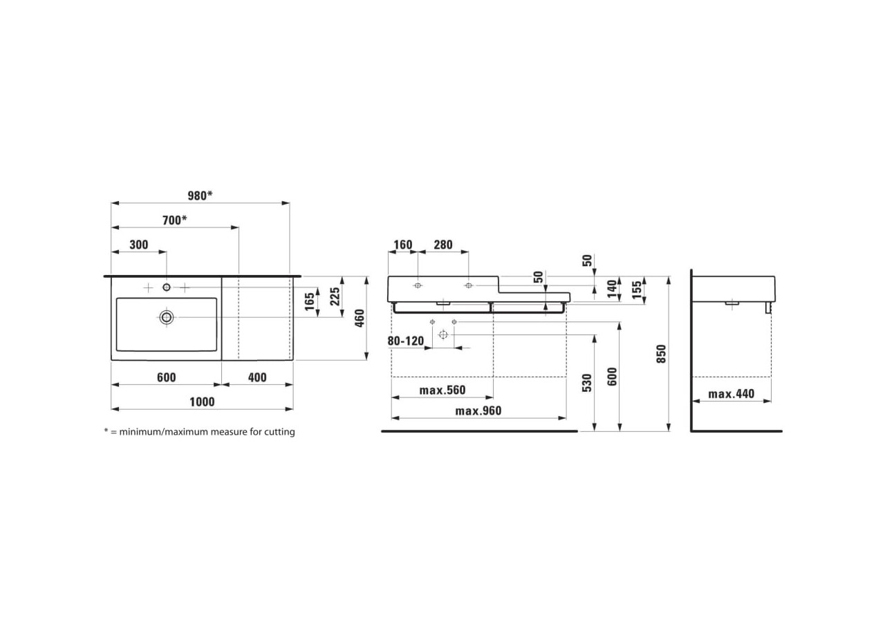 Lavabo Living Blanc 1000 x 460 x 155 mm - H8184320001091 - Laufen