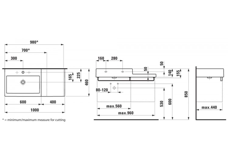 Lavabo Living Blanc 1000 x 460 x 155 mm - H8184320001351 - Laufen 2