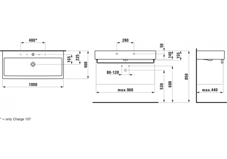 Lavabo Living Blanc 1000 x 460 x 155 mm - H8184370001091 - Laufen 2