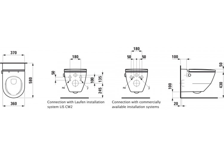 WC lavant suspendu sans bride Navia Blanc LCC 580 x 370 x 380 mm - H8206014000001 - Laufen 2