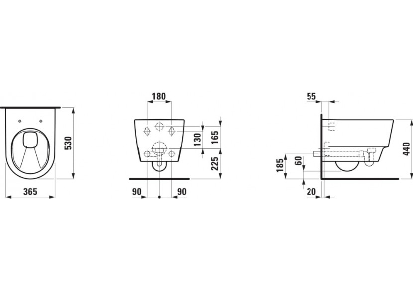 Cuvette suspendue sans bride Save! Blanc 530 x 365 x 385 mm - H8206620000001 - Laufen