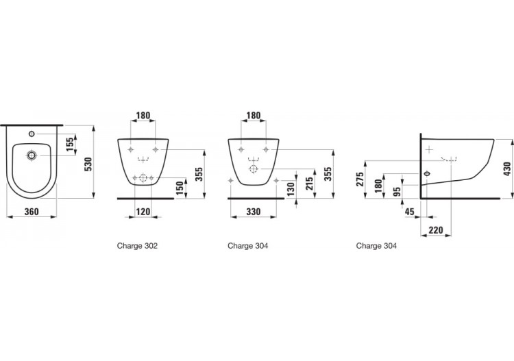 Bidet suspendu Laufen pro Blanc 530 x 360 x 335 mm - H8309520003021 - Laufen 2