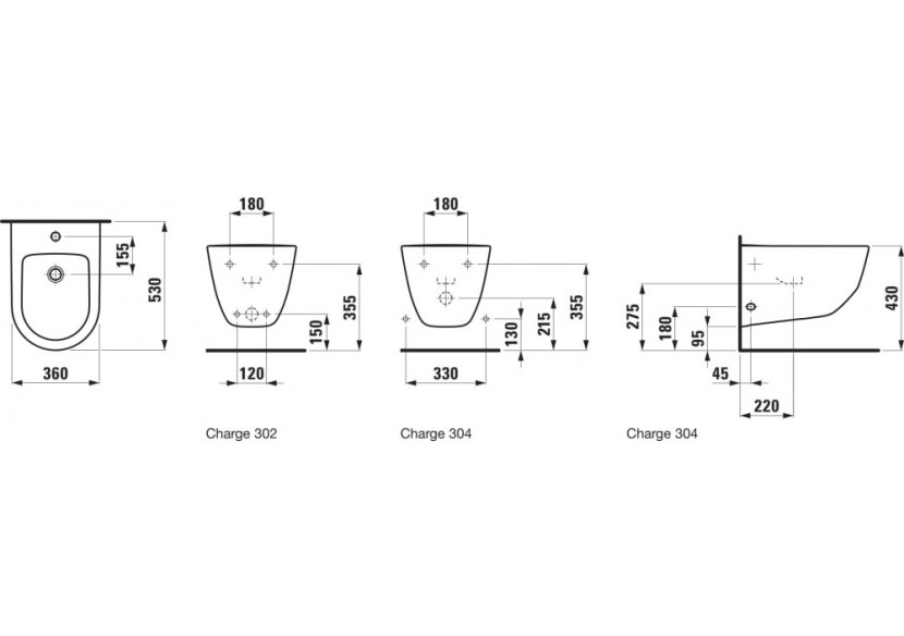 Bidet suspendu Laufen pro Blanc 530 x 360 x 335 mm - H8309520003041 - Laufen