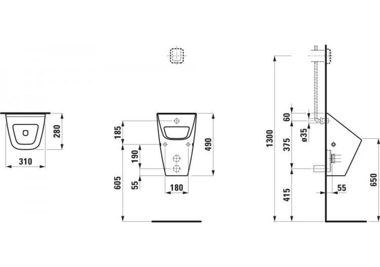 Urinoir Vila Blanc 310 x 280 x 490 mm - H8411420000001 - Laufen 2