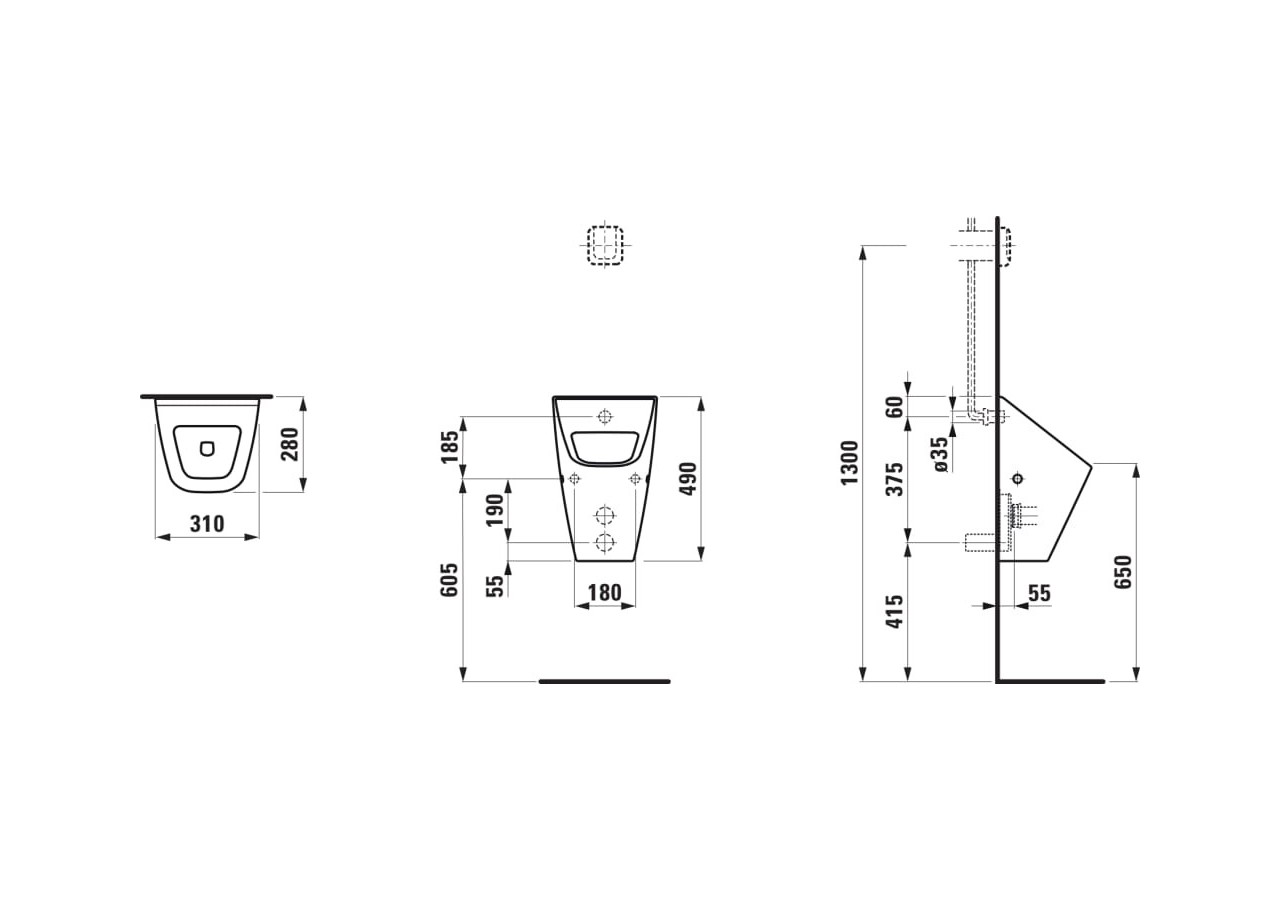 Urinoir Vila Blanc 310 x 280 x 490 mm - H8411420000001 - Laufen