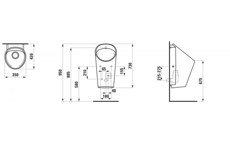 Urinoir Lema Blanc 350 x 420 x 730 mm - H8411920004011 - Laufen 2