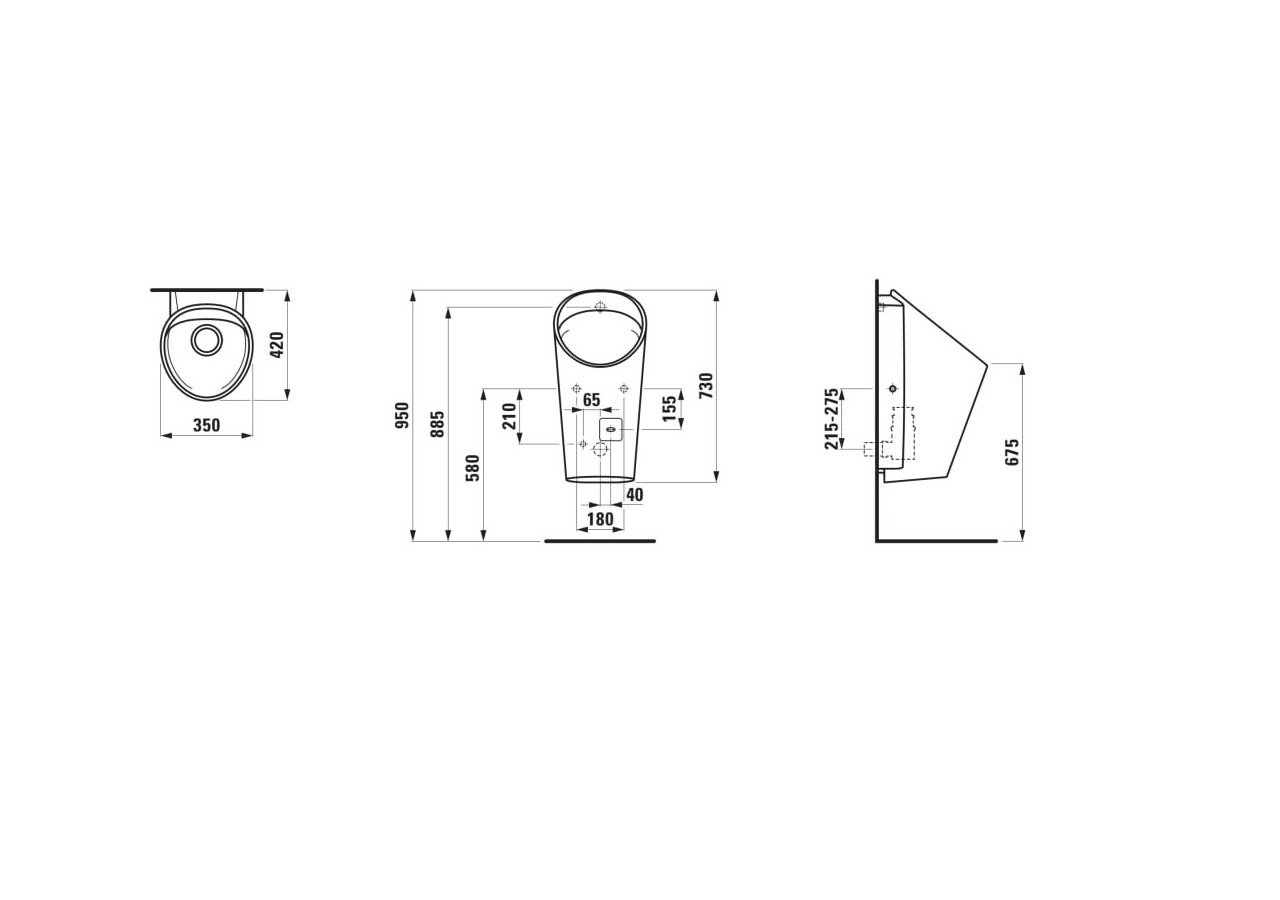 Urinoir Lema Blanc 350 x 420 x 730 mm - H8411920004011 - Laufen