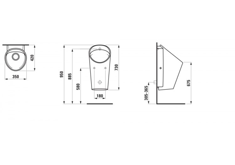 Urinoir Lema Blanc 350 x 420 x 730 mm - H8411930004011 - Laufen 2