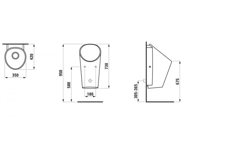 Urinoir Lema Blanc 350 x 420 x 730 mm - H8431970004011 - Laufen 2
