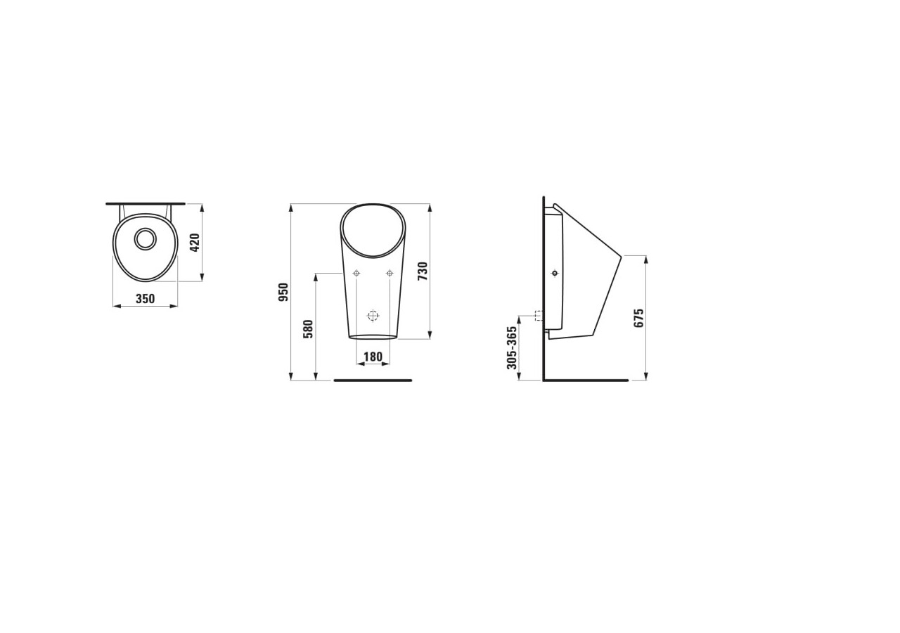 Urinoir Lema Blanc 350 x 420 x 730 mm - H8431970004011 - Laufen