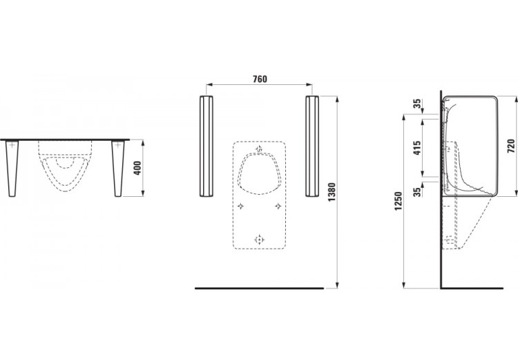 Séparateur d'urinoir Cinto Blanc 400 x 90 x 720 mm - H8476030000001 - Laufen 2