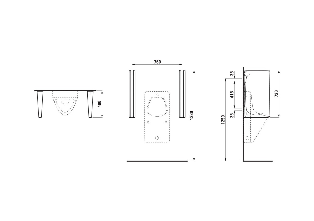 Séparateur d'urinoir Cinto Blanc 400 x 90 x 720 mm - H8476030000001 - Laufen