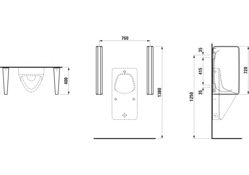 Séparateur d'urinoir Cinto Blanc 400 x 90 x 720 mm - H8476030000001 - Laufen