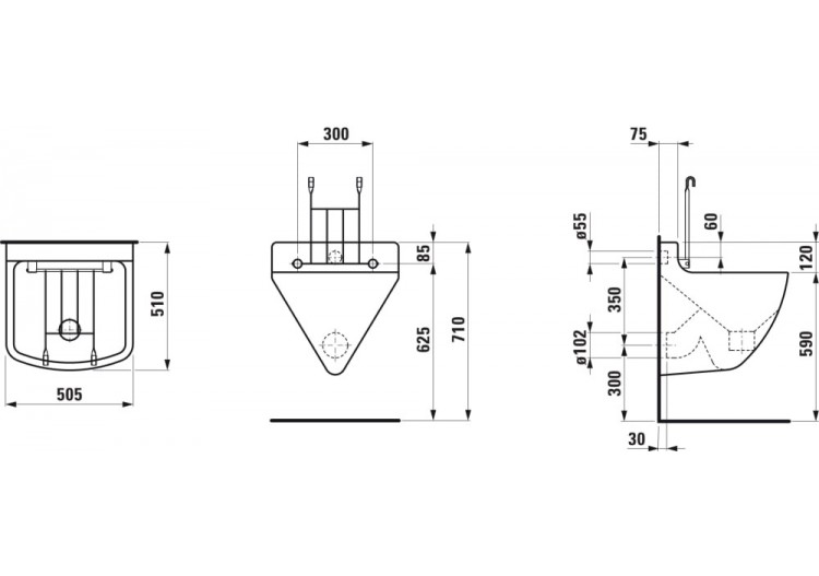 Vidoir mural Bernina Blanc 505 x 510 x 710 mm - H8542110000001 - Laufen 2