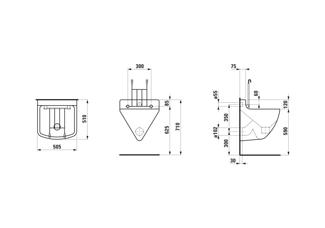 Vidoir mural Bernina Blanc 505 x 510 x 710 mm - H8542110000001 - Laufen