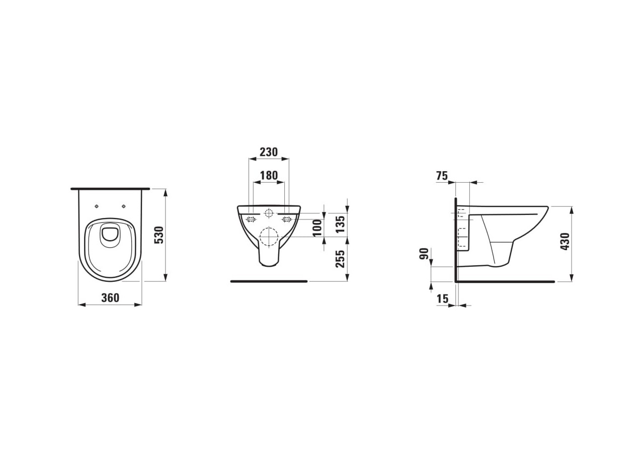 Pack Wc suspendu sans bride Laufen pro Blanc 530 x 360 x 345 mm - H8669510000001 - Laufen
