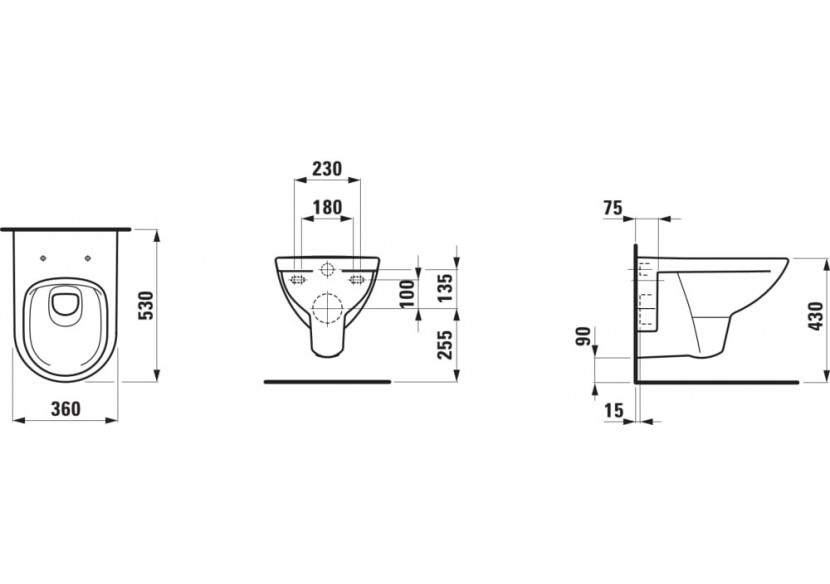 Pack Wc suspendu sans bride Laufen pro Blanc 530 x 360 x 345 mm - H8669510000001 - Laufen