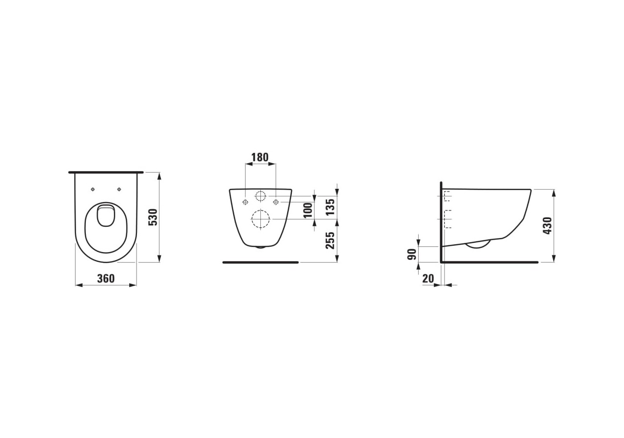 Pack Wc suspendu sans bride Laufen pro Blanc 530 x 360 x 345 mm - H8669530000001 - Laufen