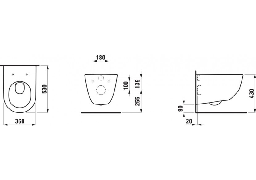 Pack Wc suspendu sans bride Laufen pro Blanc 530 x 360 x 345 mm - H8669530000001 - Laufen