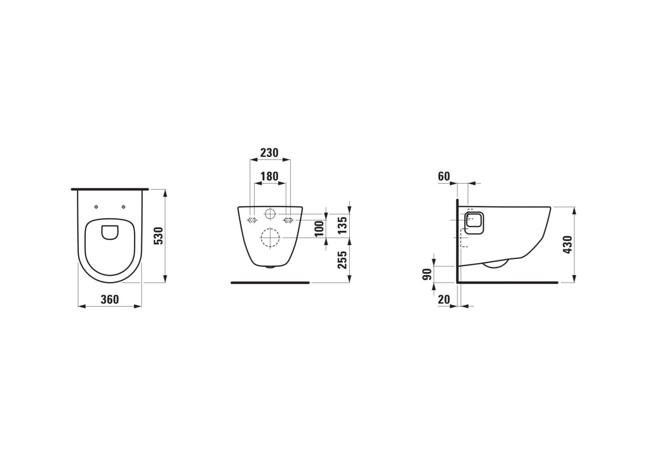 Pack Wc suspendu sans bride Laufen pro Blanc 530 x 360 x 345 mm - H8669540000001 - Laufen