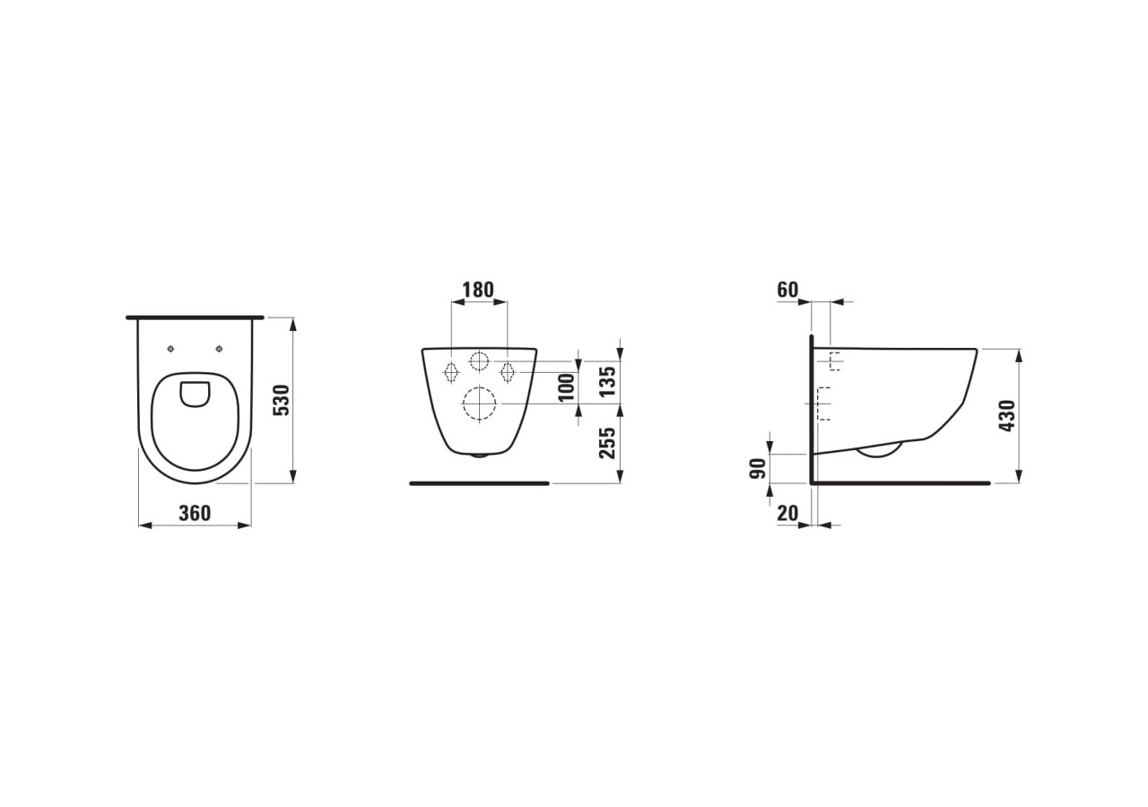 Pack Wc suspendu sans bride Laufen pro Blanc 530 x 360 x 345 mm - H8669570000001 - Laufen