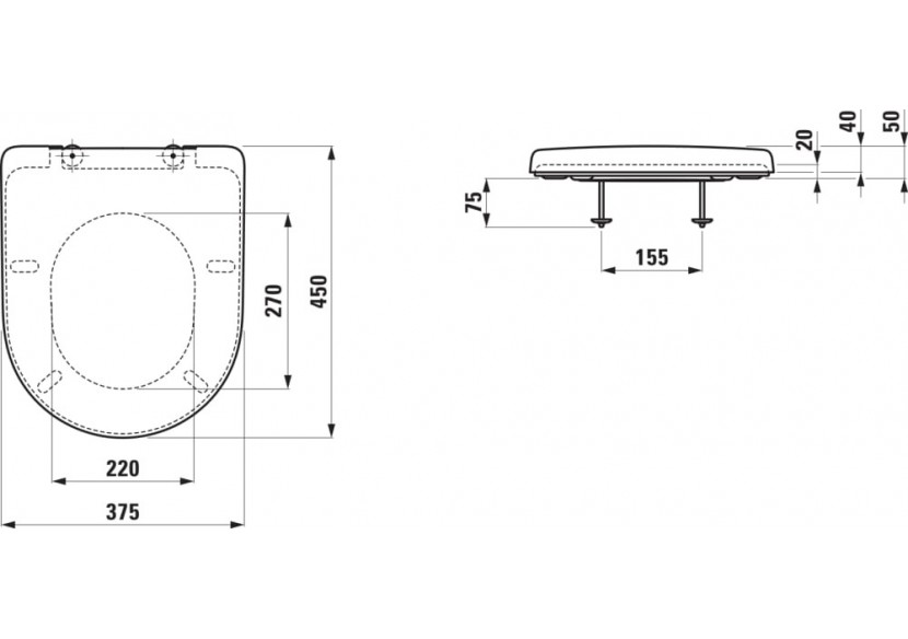 Abattant WC Pro universal Blanc 450 x 375 x 55 mm - H8939580000001 - Laufen