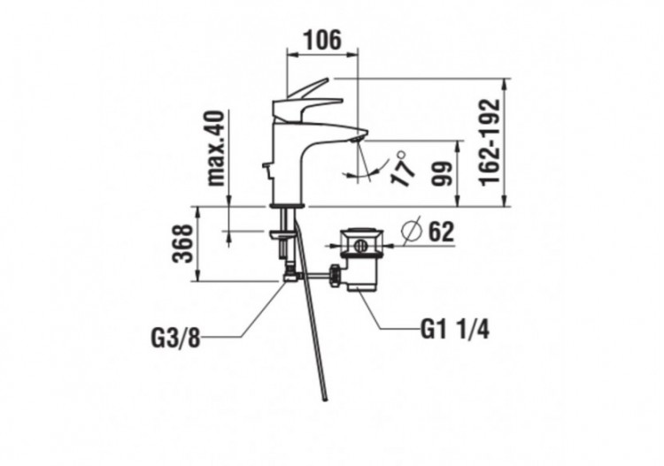 Mitigeur de lavabo cartouche Eco+ bec fixe vidage Laurin - HF500701100000 - Laufen 2