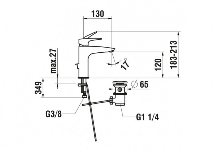 Mitigeur de lavabo cartouche Eco+ bec fixe vidage Laurin - HF500703100000 - Laufen 2