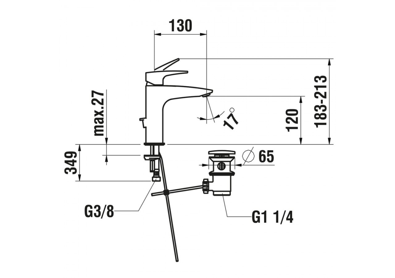 Mitigeur de lavabo cartouche Eco+ bec fixe vidage Laurin - HF500703100000 - Laufen