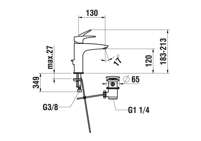 Mitigeur de lavabo cartouche Eco+ bec fixe vidage Laurin - HF500703100000 - Laufen