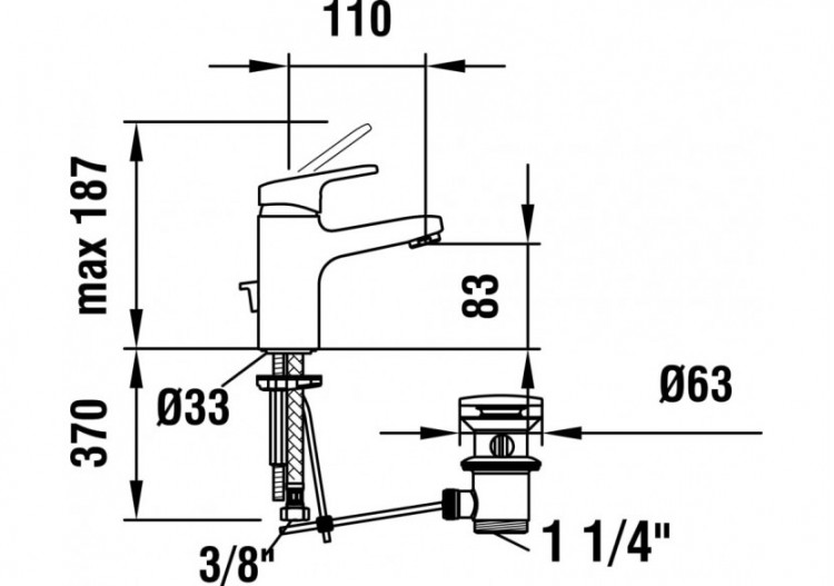 Mitigeur de lavabo saillie goulot fixe vidage City - HF500901100000 - Laufen 2