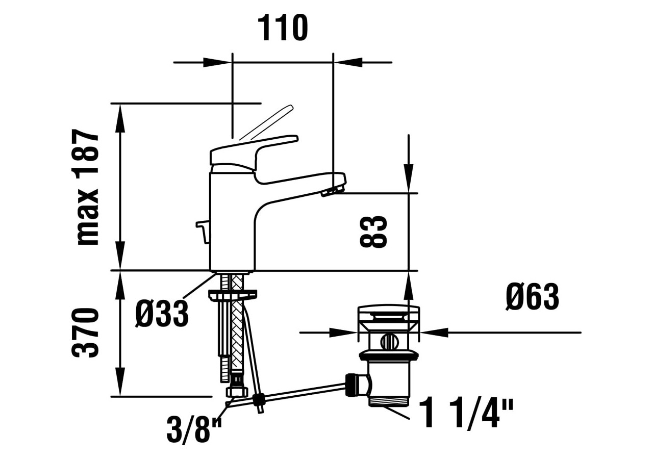 Mitigeur de lavabo saillie goulot fixe vidage City - HF500901100000 - Laufen