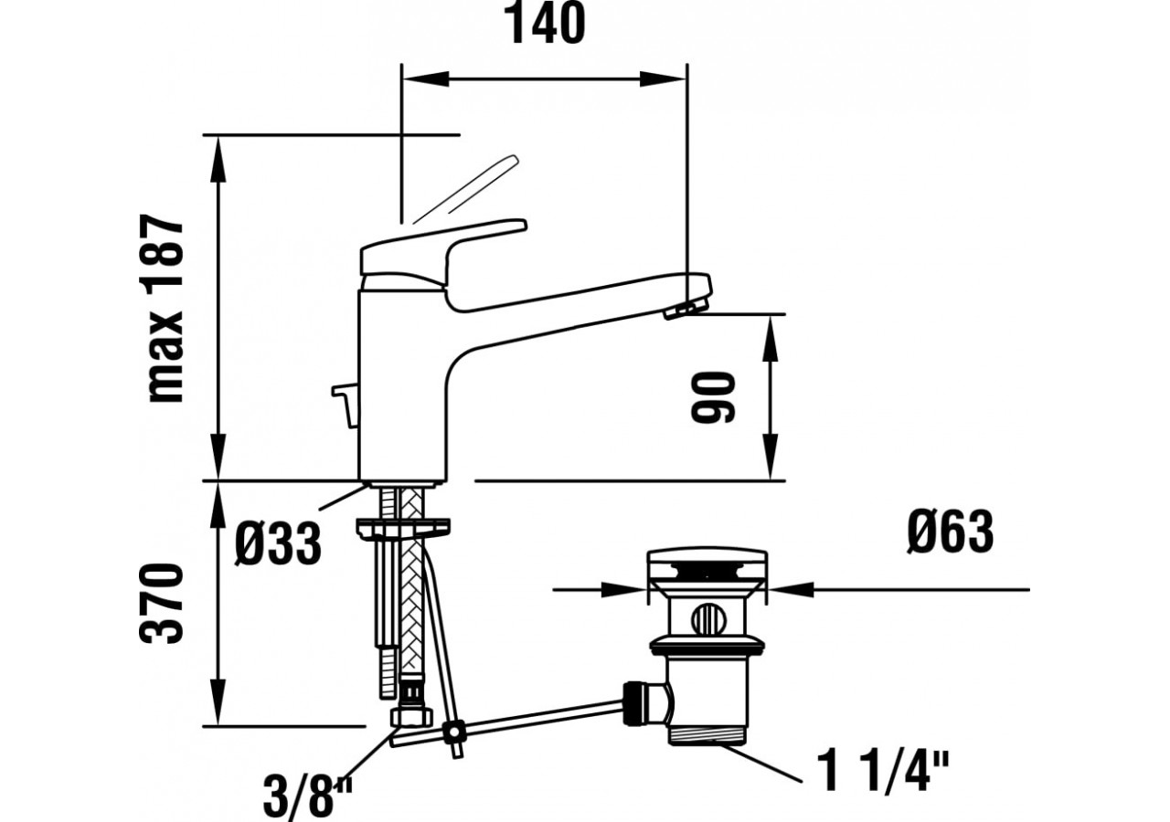 Mitigeur de lavabo bec vidage City - HF500903100000 - Laufen