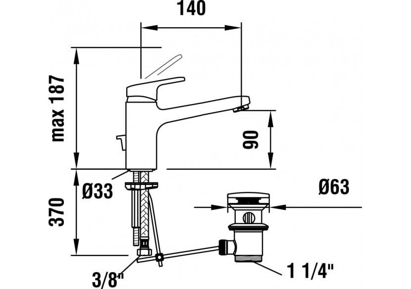Mitigeur de lavabo bec vidage City - HF500903100000 - Laufen