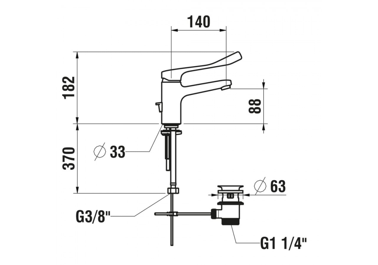 Mitigeur de lavabo 'liberty' bec fixe cartouche avec butées fixes vidage City - HF500903100094 - Laufen