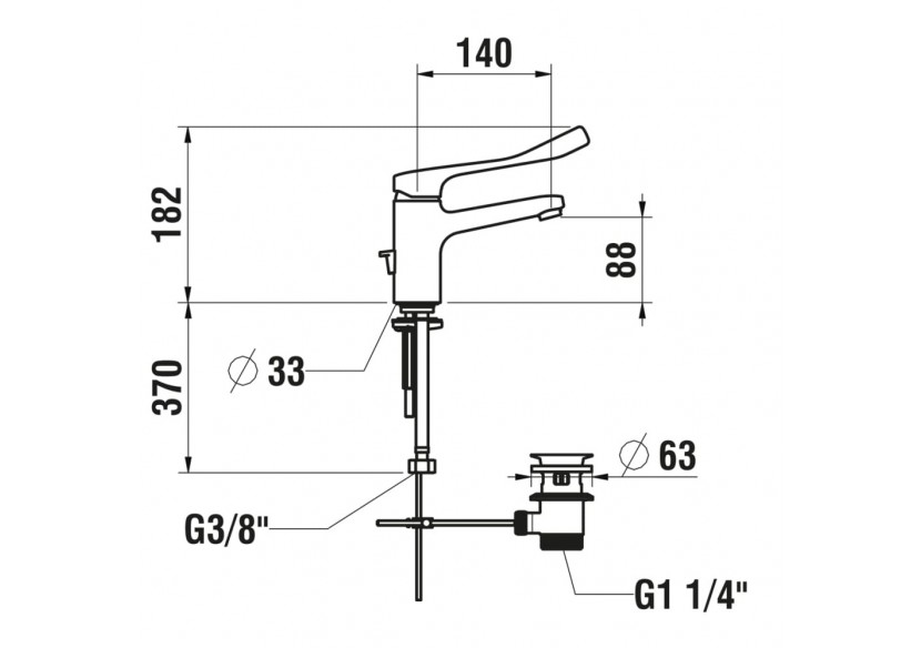 Mitigeur de lavabo 'liberty' bec fixe cartouche avec butées fixes vidage City - HF500903100094 - Laufen