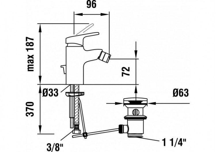 Mitigeur de bidet bec fixe vidage City - HF500910100000 - Laufen 2
