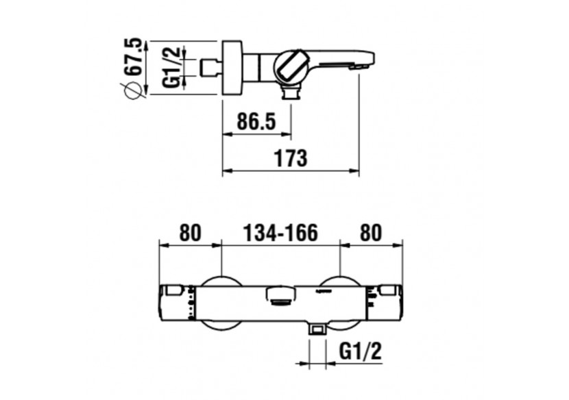 Mitigeur bain-douche thermostatique mural inverseur City - HF500960100600 - Laufen
