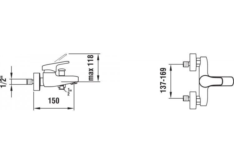 Mitigeur bain-douche mural inverseur flexible et douchette City - HF500962100600 - Laufen 2