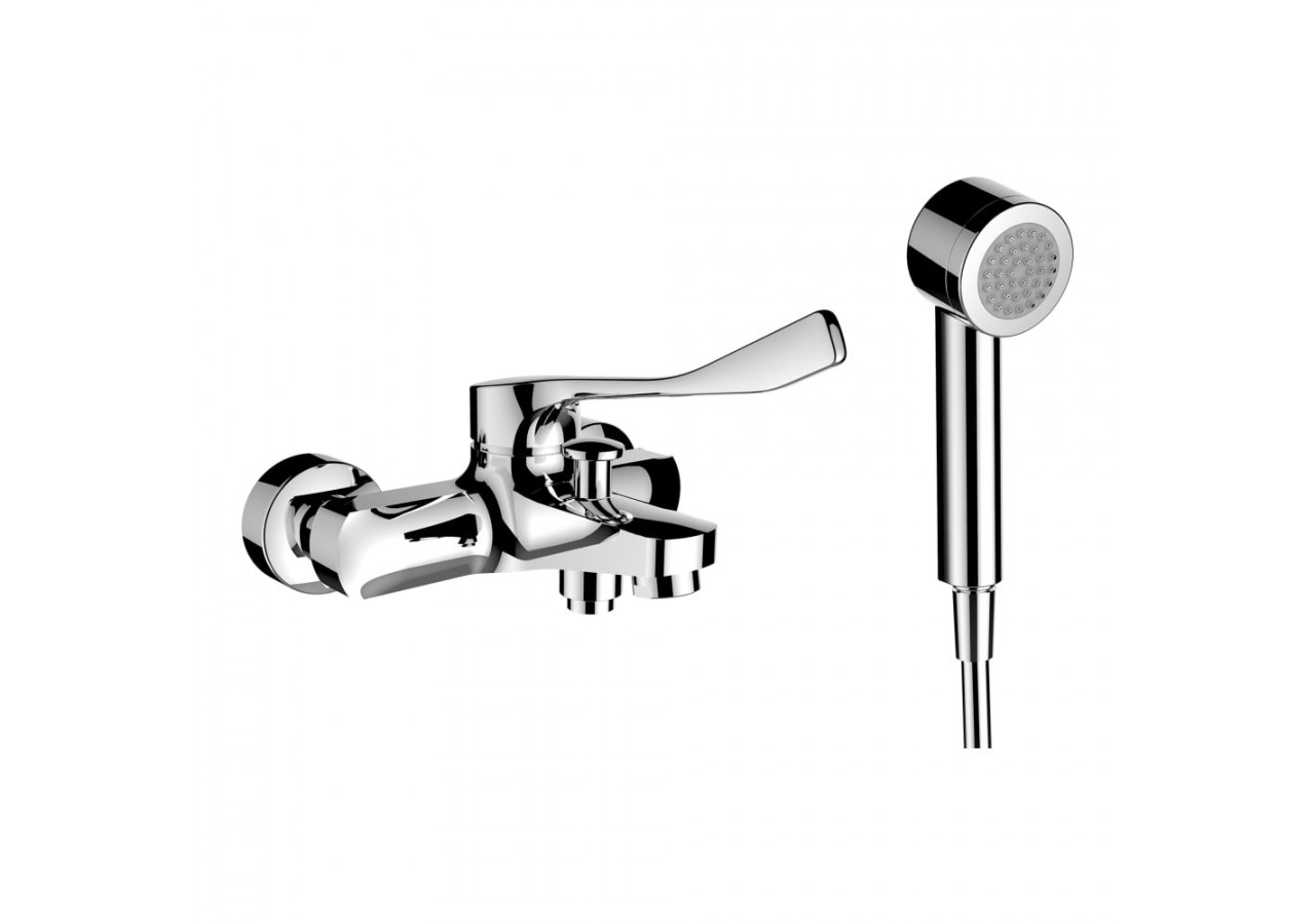 Mitigeur de bain mural 'liberty' inverseur flexible et douchette City - HF500962100694 - Laufen