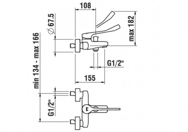 Mitigeur de bain mural 'liberty' inverseur flexible et douchette City - HF500962100694 - Laufen 2