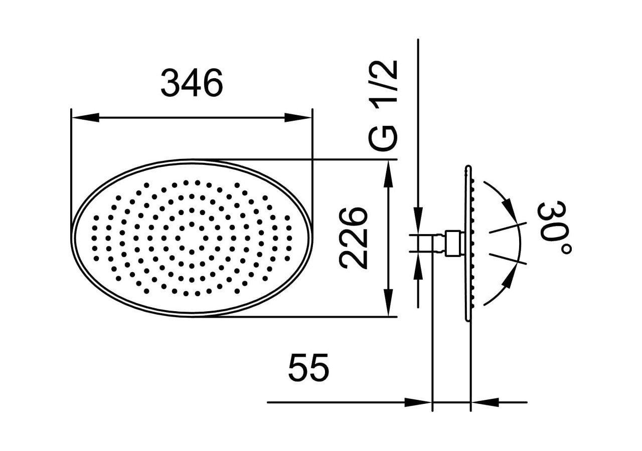 Pomme de douche pluie ovale Divers - HF504728100000 - Laufen