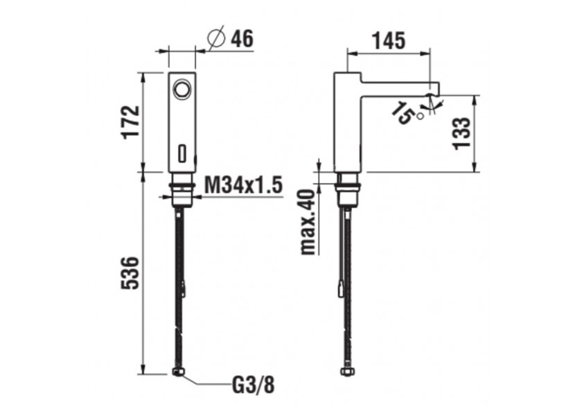 Robinet de lavabo inox électronique capteur infrarouge Twin - HF707004423060 - Laufen Robinet de lavabo inox électronique capteur infrarouge Twin - HF707004423060 - Laufen