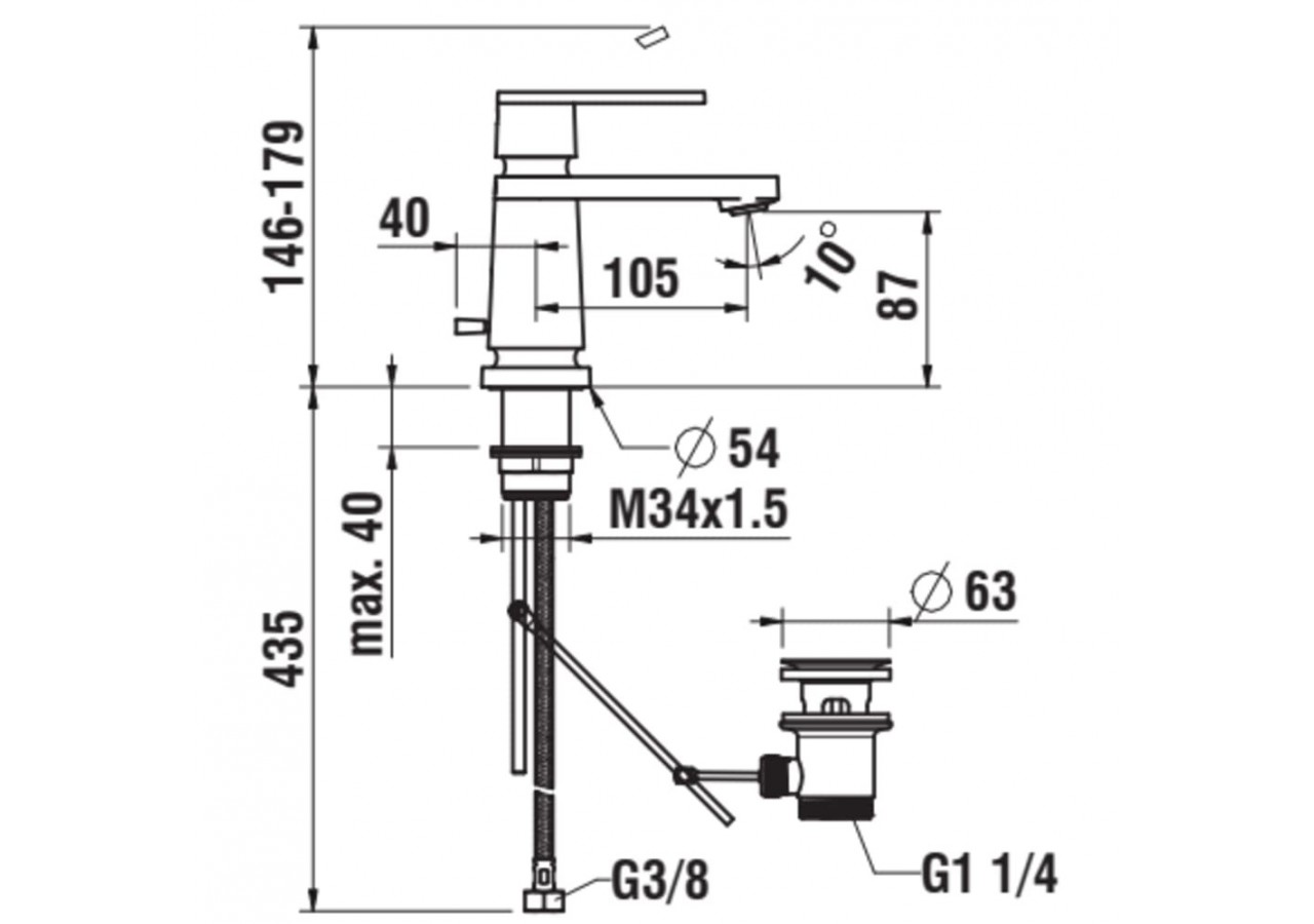 Mitigeur de lavabo monotrou bec fixe New Classic - HF900501100000 - Laufen