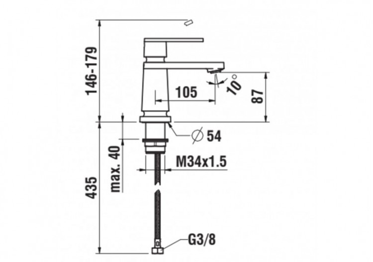 Mitigeur de lavabo monotrou bec fixe New Classic - HF900502100000 - Laufen 2