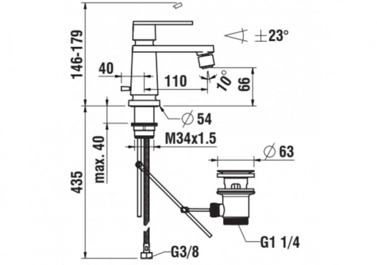 Mitigeur pour bidet monotrou New Classic - HF900510100000 - Laufen 2