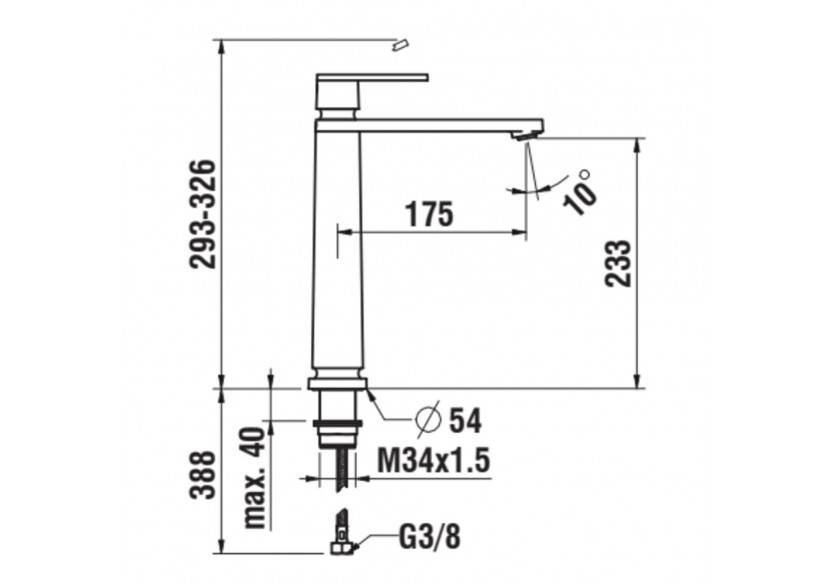 Mitigeur de lavabo monotrou bec fixe haut New Classic - HF900514100000 - Laufen