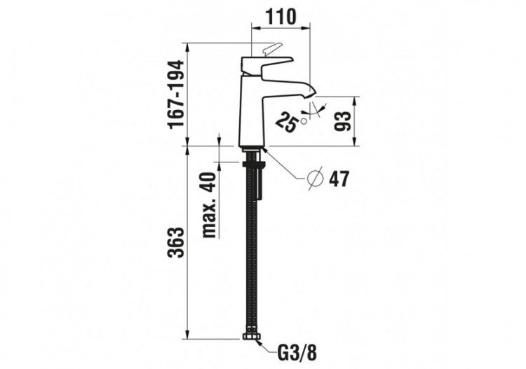 Mitigeur de lavabo cartouche Eco+ bec fixe sans vidage Pure - HF901702100000 - Laufen 2