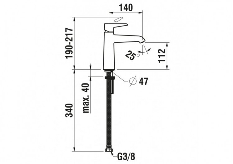 Mitigeur de lavabo cartouche Eco+ bec fixe sans vidage Pure - HF901704100000 - Laufen 2