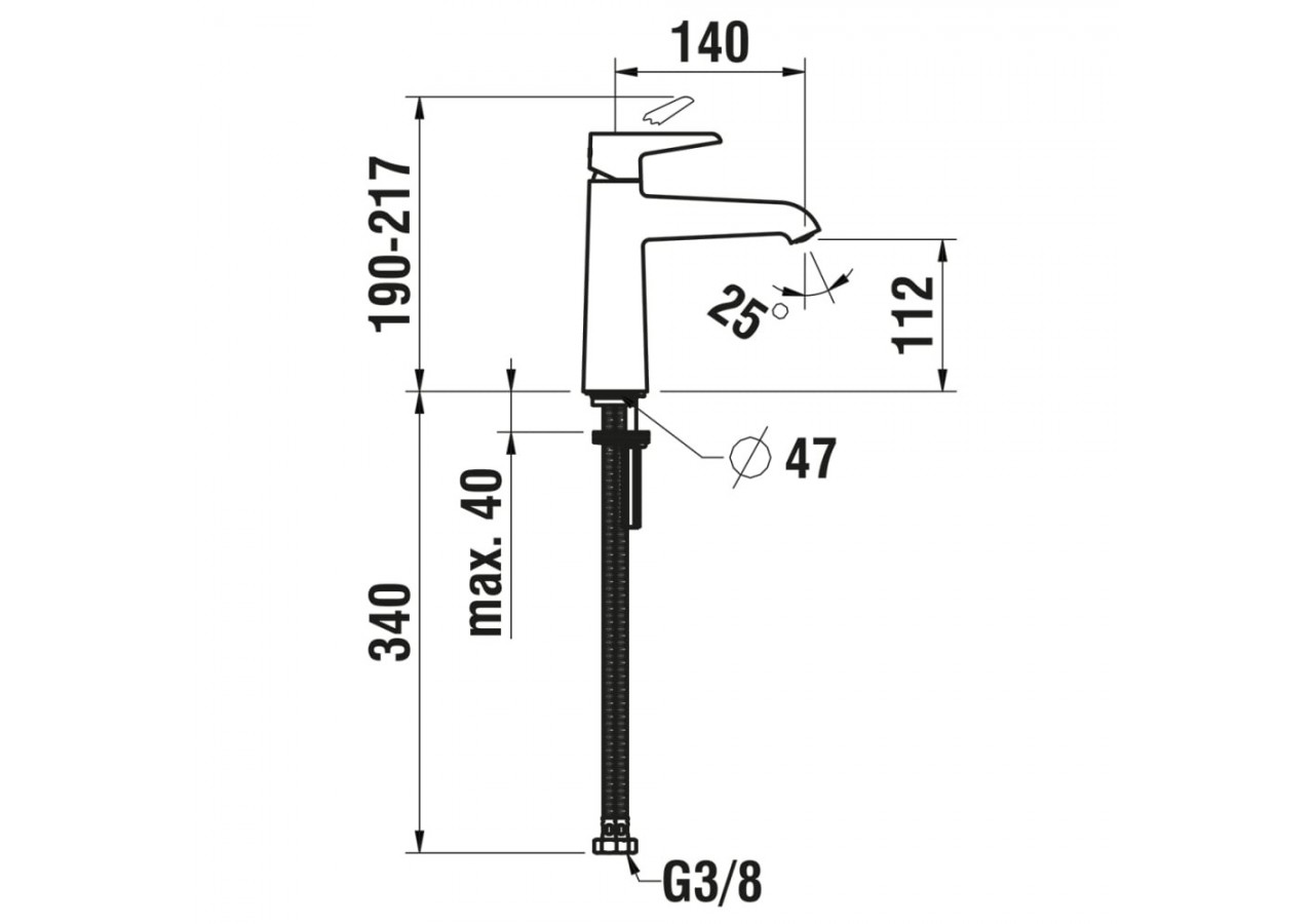 Mitigeur de lavabo cartouche Eco+ bec fixe sans vidage Pure - HF901704100000 - Laufen